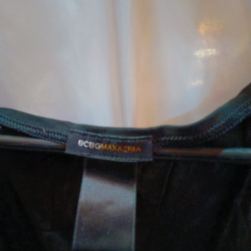 BCBG Maxazria  black dress wrap top can't read size on tag small? See measuremen